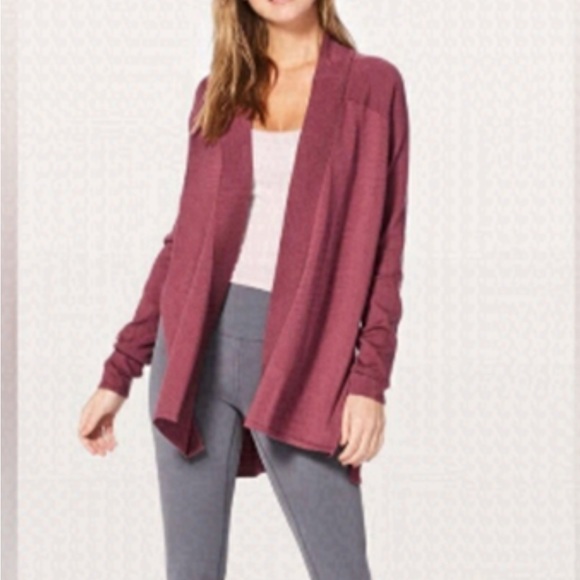 lululemon athletica Sweaters - 32. Lululemon BLISSFUL ZEN WRAP SWEATER SO MERLOT SIZE 6 MERINO WOOL CARDIGAN